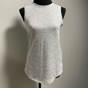 Athleta Grey & White Striped Crewneck Lightweight Tank Top Size XS